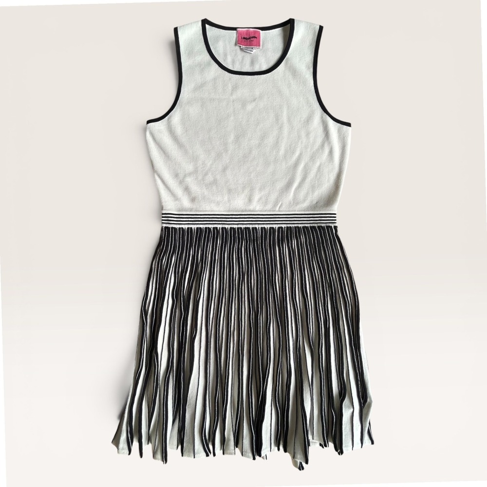Kate Spade New York Black White Sleeveless Pleated Knit Dress SZ Large NWOT!